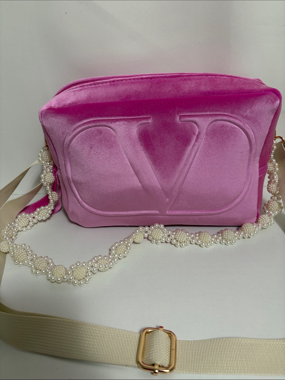 Valentino Large Velvet Pouch with straps